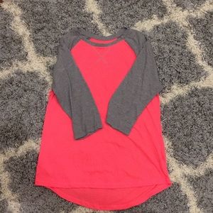 Pink and grey baseball tee